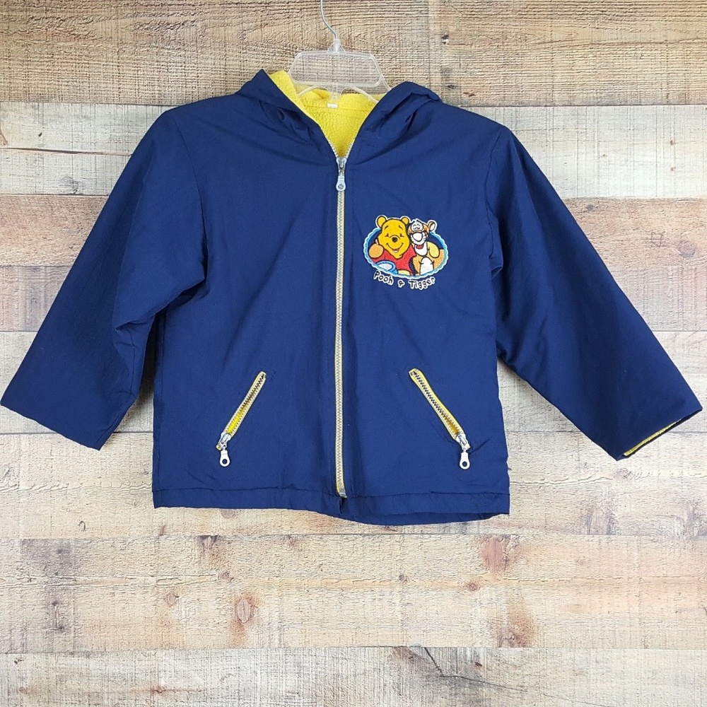 Pooh and Tigger Jacket Unisex Size 8 Dark Blue J24 - Picture 1 of 5